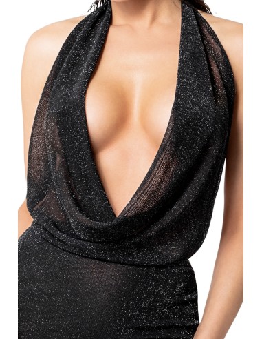 Mini robe dos nu Luminara F351 en maille pailletée