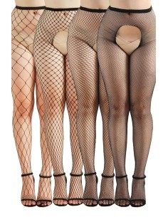 Pack 4 collants ouverts résille