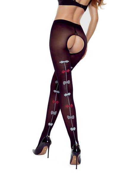 Collants ouverts TI026 20 deniers -noir