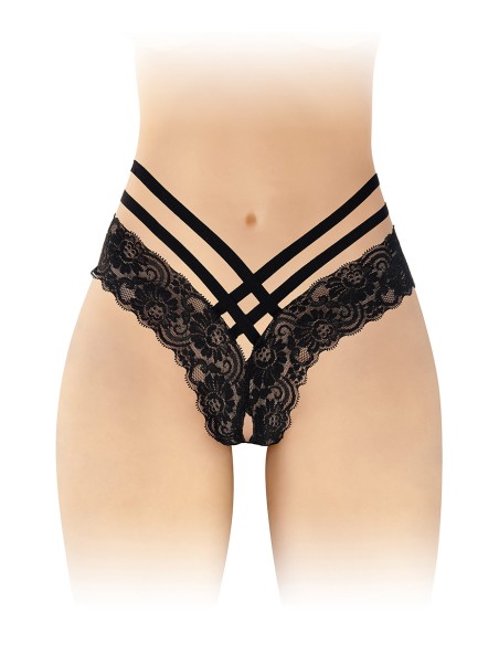 Tanga ouvert Anne - noir