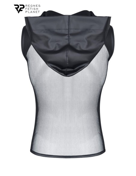 T-shirt à capuche wetlook et mesh - Regnes