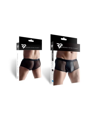 Boxer noir wetlook et mesh - Regnes