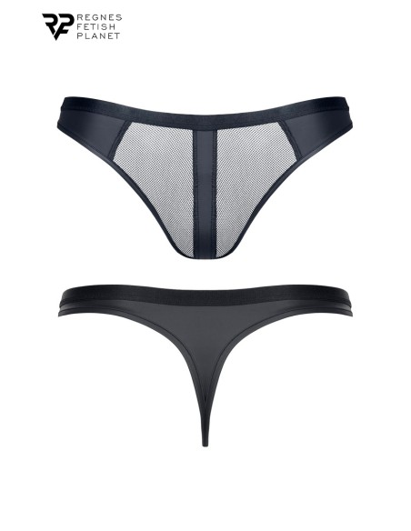 String noir wetlook et mesh - Regnes