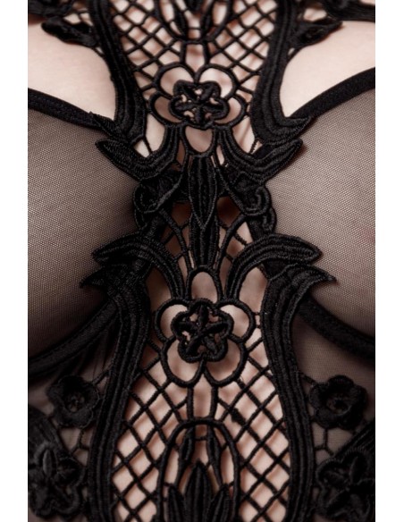 Guépière tulle avec décolleté dentelle - Grey Velvet
