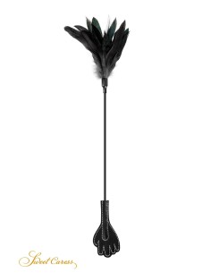 Mini cravache main avec plumes noires - Sweet Caress