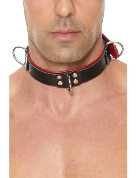 Collier Bondage Deluxe rouge et noir - Ouch!