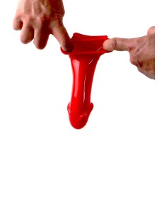 Gaine de pénis semi-réaliste rouge 19x4,5 cm - Zizi 2
