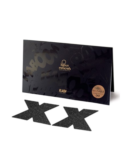 Bijoux de seins Flash Croix Noir