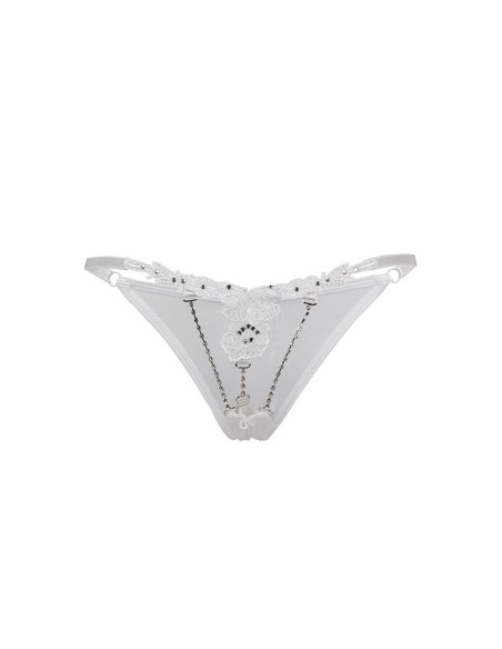 String ouvert à strass blanc