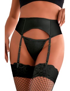 Porte-jarretelles wetlook avec string noir 2