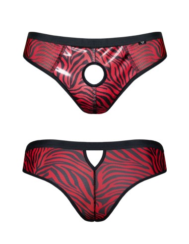 Slip type brésilien ouvert zébré rouge et noir - Regnes