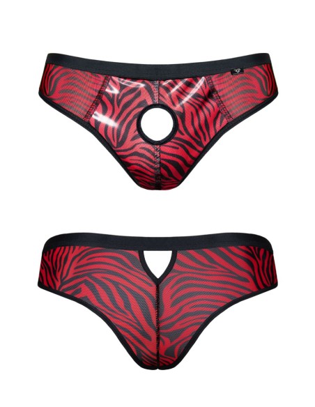 Slip type brésilien ouvert zébré rouge et noir - Regnes