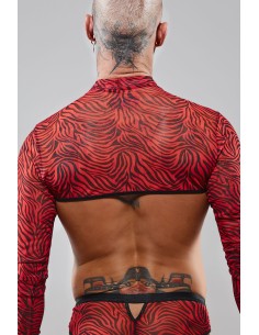 Crop top tulle zébré rouge et noir - Regnes 2