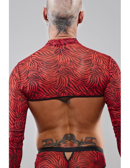 Crop top tulle zébré rouge et noir - Regnes