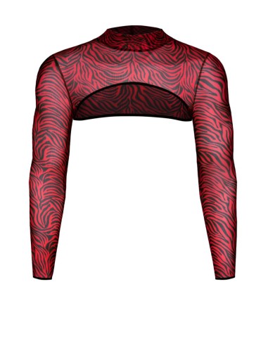 Crop top tulle zébré rouge et noir - Regnes