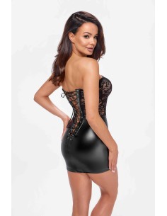 Mini robe corset Solace F300 wetlook et dentelle 2