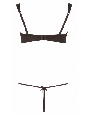 Ensemble dentelle string ouvert et seins nus noir - Cottelli Lingerie